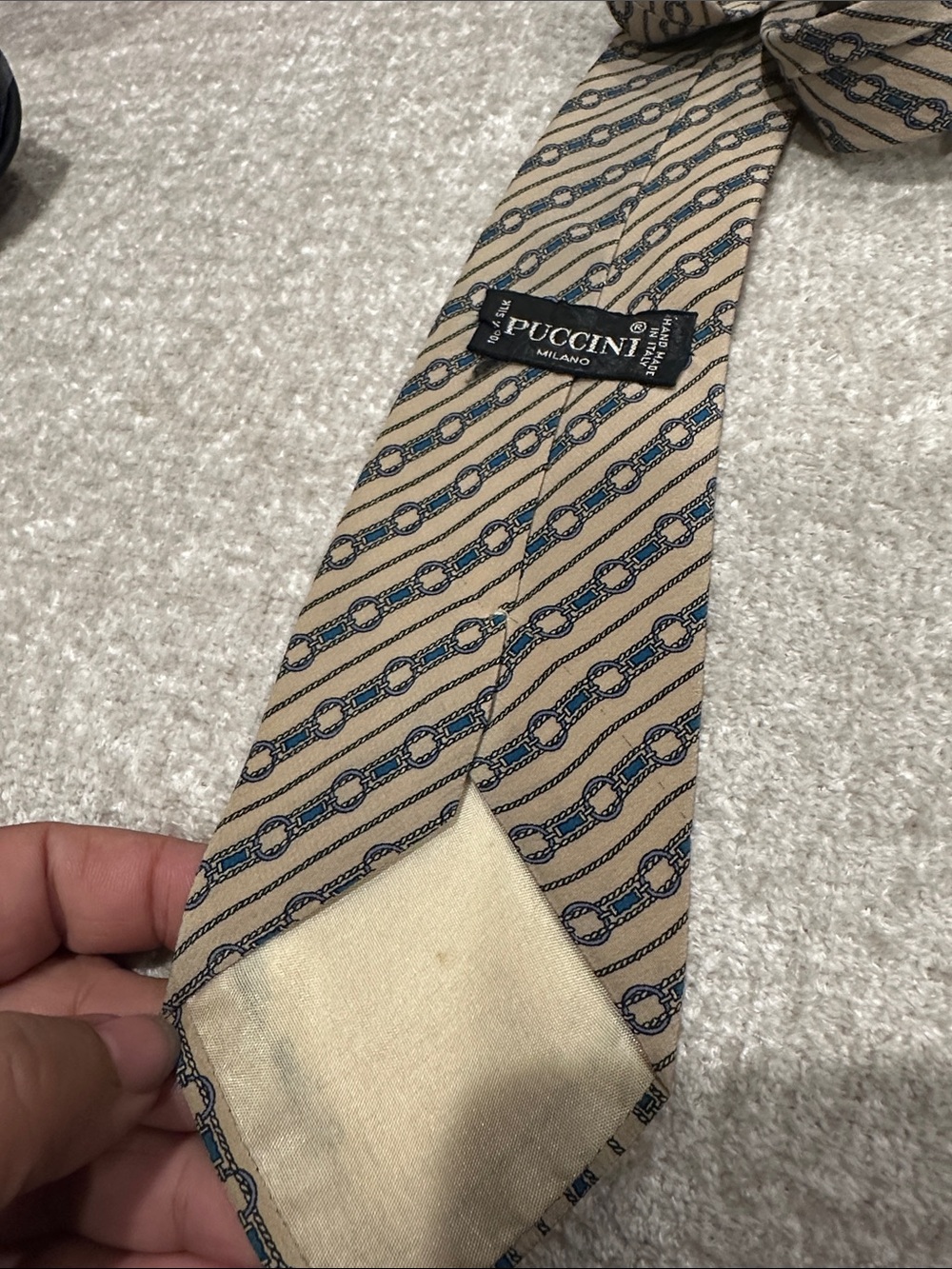 Puccini 100% silk Beige Chain-Pattern Men's Tie